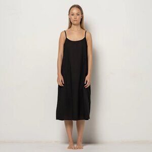 MOCHA Thea Midi Dress Black Cotton $204 NWT XS/S
